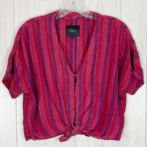 Rails | Red & Purple Thea Rouge Striped Tie Front Button Down Size XS